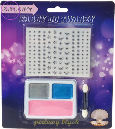 Barvy na obličej dětské perleťové 3 barvy se samolepkami