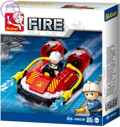 SLUBAN Fire Hasičské vznášedlo 86 dílků + 1 figurka STAVEBNICE