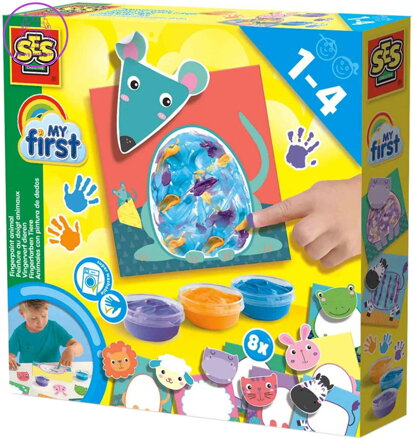 SES CREATIVE Prstové barvy baby kreativní set dobarvování zvířátek