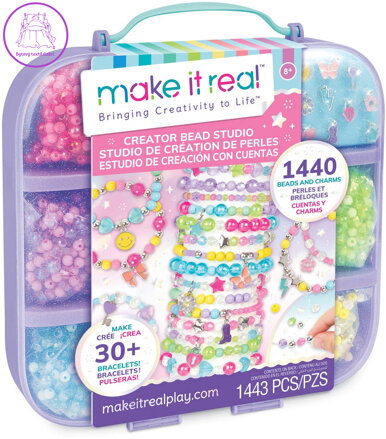 MAKE IT REAL Box na výrobu náramků dětský kreativní set 1440 korálků