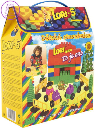 LORI 005 Stavebnice polytechnická 5 barevné kostky 76 dílků