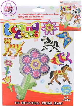 Zažehlovací korálky barevné mozaika se šablonou kytička 2 druhy