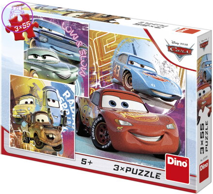 DINO Puzzle Auta kamarádi (Cars) 3x55 dílků 18x18cm skládačka