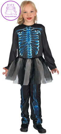 KARNEVAL Šaty kostra vel.M (120-130 cm) 5-9 let KOSTÝM