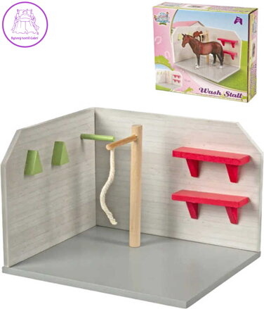 KIDS GLOBE Mycí box pro koně 1:24 DŘEVĚNÁ STAVEBNICE