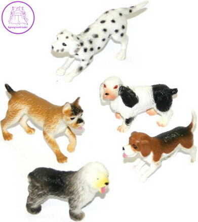 Pejsek větší sada 5ks plastové zvířátko 5-8cm v sáčku