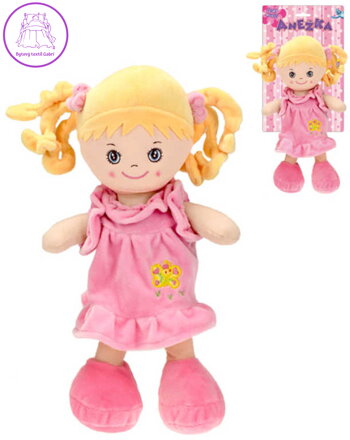 Baby panenka Anežka blondýnka hadrová látková zpívá mluví textilní na baterie CZ Zvuk