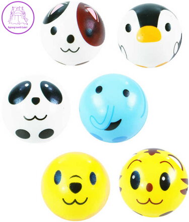 Míček lehký s obličejem Zvířátko 4,5cm soft pěnový 6 druhů
