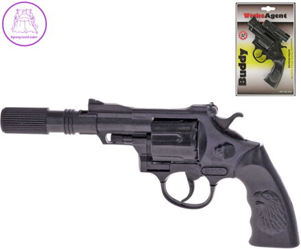 Pistole dětská kapslovka Buddy 23cm s tlumičem 12 ran plast
