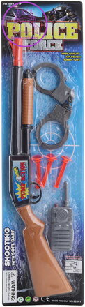 Puška dětská se soft náboji na přísavku policejní set s pouty a vysílačkou