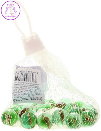 Kuličky skleněné cvrnkací 1,5cm set skleněnka 20ks s vrtulkou v síťce