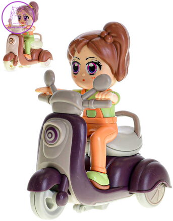 Skútr 11cm s panenkou na setrvačník 2 barvy plast