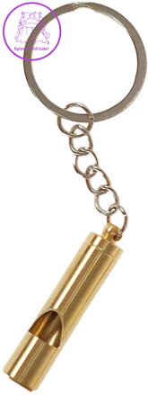 Píšťalka zlatá kovová fashion přívěšek na klíče dětská klíčenka