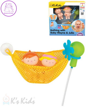 K´S KIDS Baby koupání s Waynem a Julií set 2 panenky se sprchou do vany