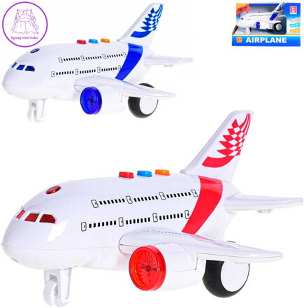 Letadlo 17cm plastové na setrvačník na baterie Světlo Zvuk 2 barvy