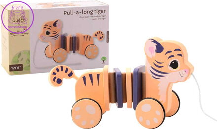 JOUECO DŘEVO Tygr tahací baby tahadlo na provázku *DŘEVĚNÉ HRAČKY*