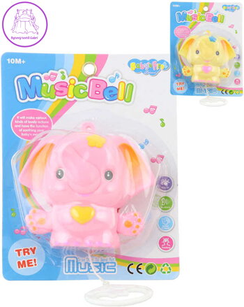 Slůně 13cm baby hrací strojek na natažení usínáček 2 barvy pro miminko