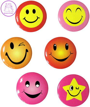 Odznak smajlík malý kulatý 3cm barevný různé druhy
