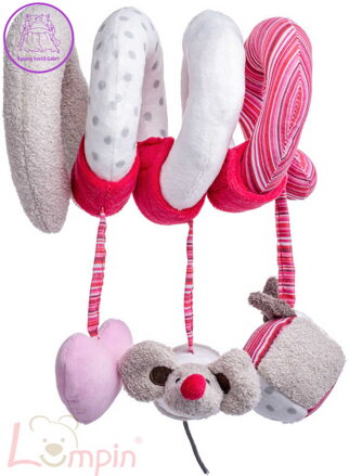 LUMPIN PLYŠ Baby spirála růžová Kočka Angelique s hračkami pro miminko