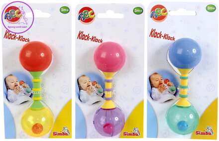 SIMBA Chrastítko baby činka pro miminko plast 3 barvy na kartě