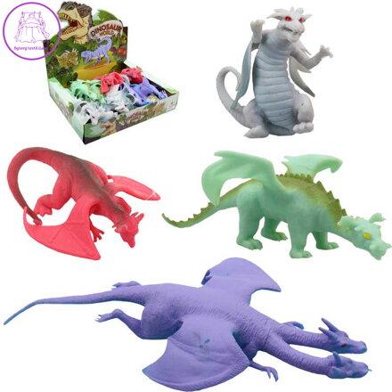 Drak strečový antistresový 21cm 4 druhy plast