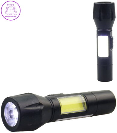 Baterka mini černá pracovní svítilna na dobíjecí baterii USB 2v1 Světlo