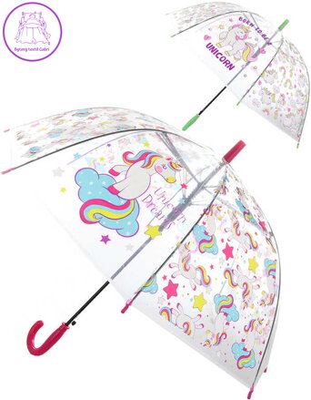 Deštník dětský holčičí průhledný Jednorožci vystřelovací různé druhy