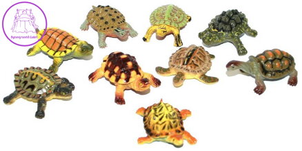 Želvy barevné 5cm set 9ks zvířátka figurky různé druhy v sáčku plast