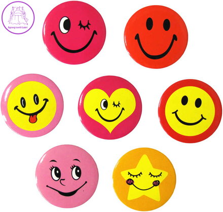 Odznak smajlík velký barevný 4,5cm různé druhy