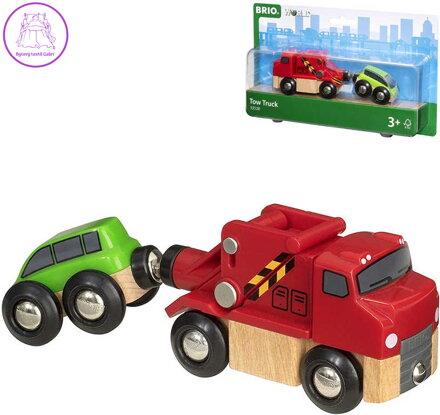 BRIO DŘEVO Odtahová služba herní set kamion + osobní vozidlo 33528