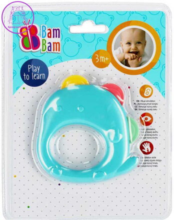 BAM BAM Baby chrastítko a kousátko Slon plast pro miminko