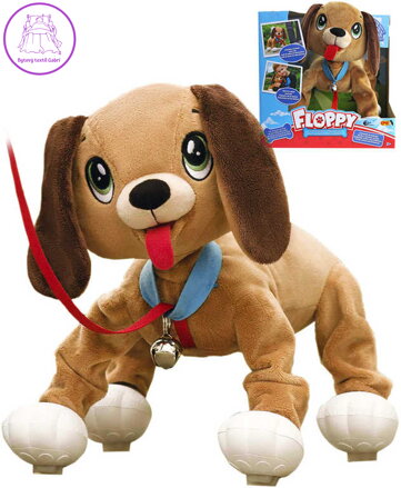 EP Line PLYŠ Pejsek Floppy 28cm poskakující štěně na vodítku *PLYŠOVÉ HRAČKY*