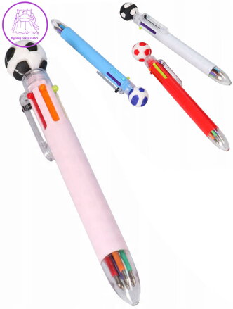 Pero kuličkové vícebarevné dětská šestibarvená propiska fotbal 4 barvy