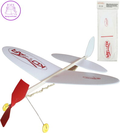 Letadlo Komár na gumu retro soft model polystyren/dřevo 38x31cm v sáčku