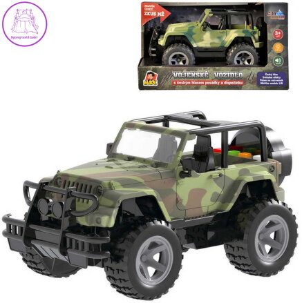 Auto Jeep vojenské army vozidlo na setrvačník 23cm na baterie Zvuk CZ plast