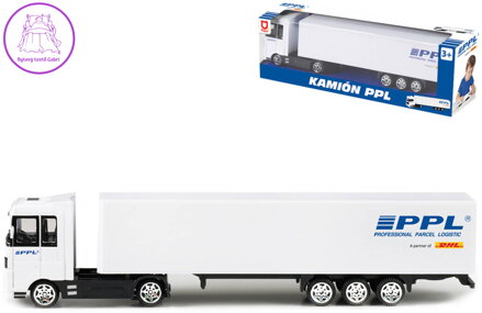 Auto kamion PPL Přeprava zásilek tahač kovový s návěsem volný chod