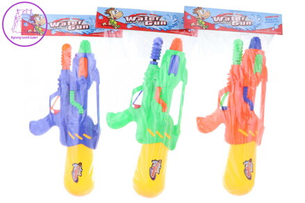 Pistole vodní barevná 40cm se zásobníkem na vodu 3 barvy plast v sáčku