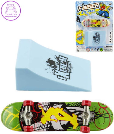 Skateboard prstový set s rampou různé druhy plast na kartě
