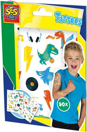 SES CREATIVE Tetování pro děti 2 archy set 50ks tetovačky pro kluky
