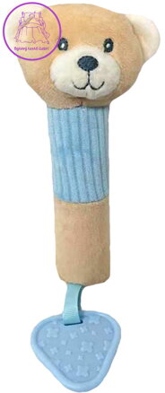 PLYŠ Baby pískací chrastítko s kousátkem Medvídek pro miminko