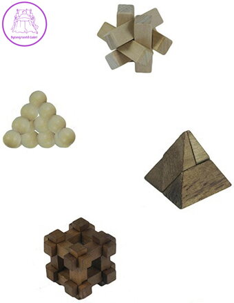 DŘEVO Hlavolam dřevěný mini různé druhy malý dárkové balení