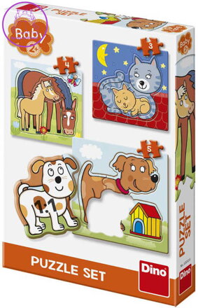 DINO Baby puzzle 12 dílků Zvířátka 18x18cm skládačka 3v1 velké dílky