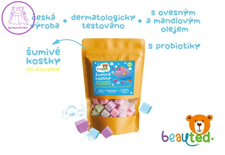 Šumivé kostky do koupele s probiotiky beauted v uzavíratelném sáčku