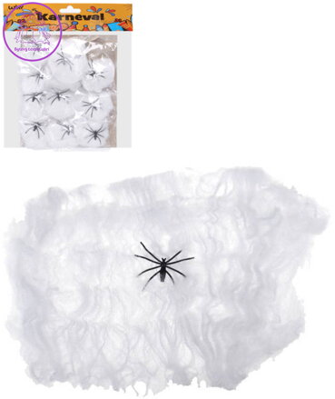 KARNEVAL Dekorace pavučina s pavoukem Halloween set 12ks v sáčku