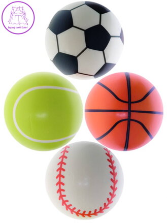 Míček pěnový balonek 11cm s potiskem sport 4 barvy