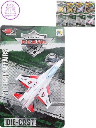 Letadlo kovový model 12cm vojenský bojový letoun 8 druhů na kartě