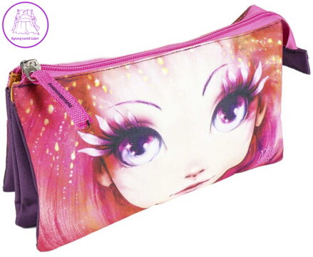 Školní holčičí penál Nebulous na zip 3 kapsičky 23x13cm