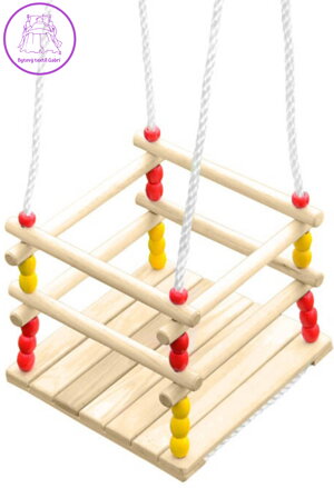 DŘEVO Houpačka natur závěsná s ohrádkou do 80kg *DŘEVĚNÉ HRAČKY*