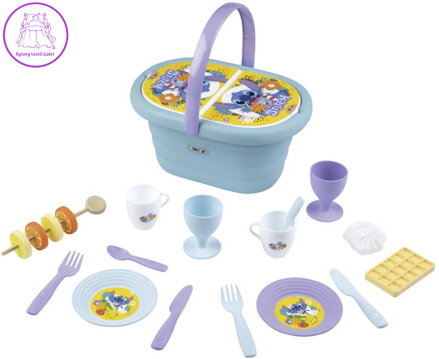 SMOBY Koš piknikový Stitch set s dětským nádobím a potravinami plast