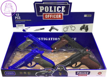 Pistole plastová 20cm policejní revolver na baterie Zvuk 2 barvy
